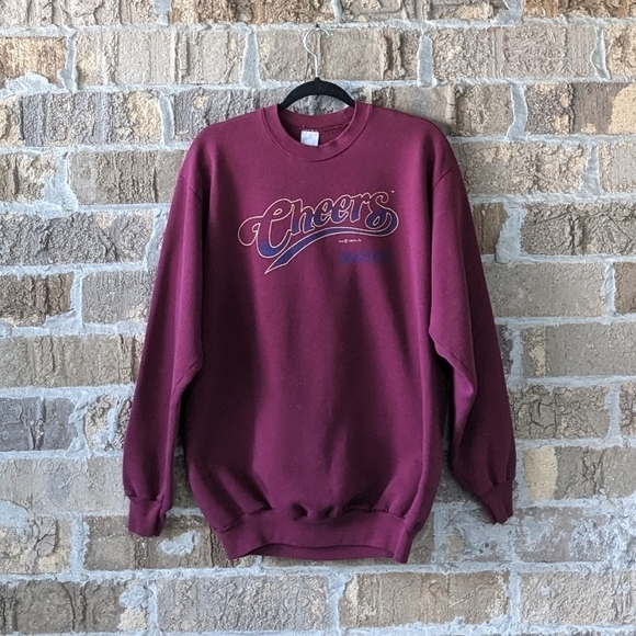 Vintage 1996 Cheers Boston Bar Burgundy Red Crew Neck Sweatshirt Unisex XL - Picture 1 of 6